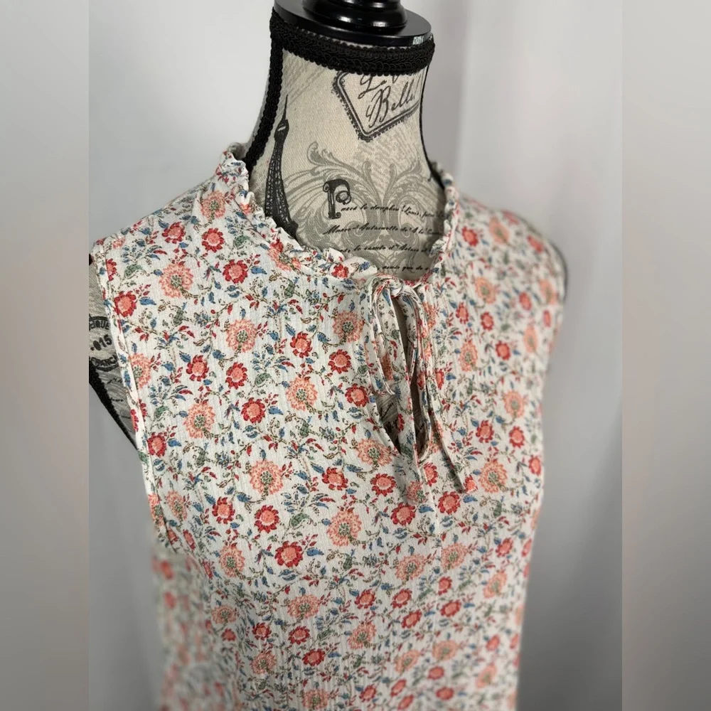 Cynthia Rowley Floral Cottagecore Blouse Large | Romantic Ruffle Hem Top